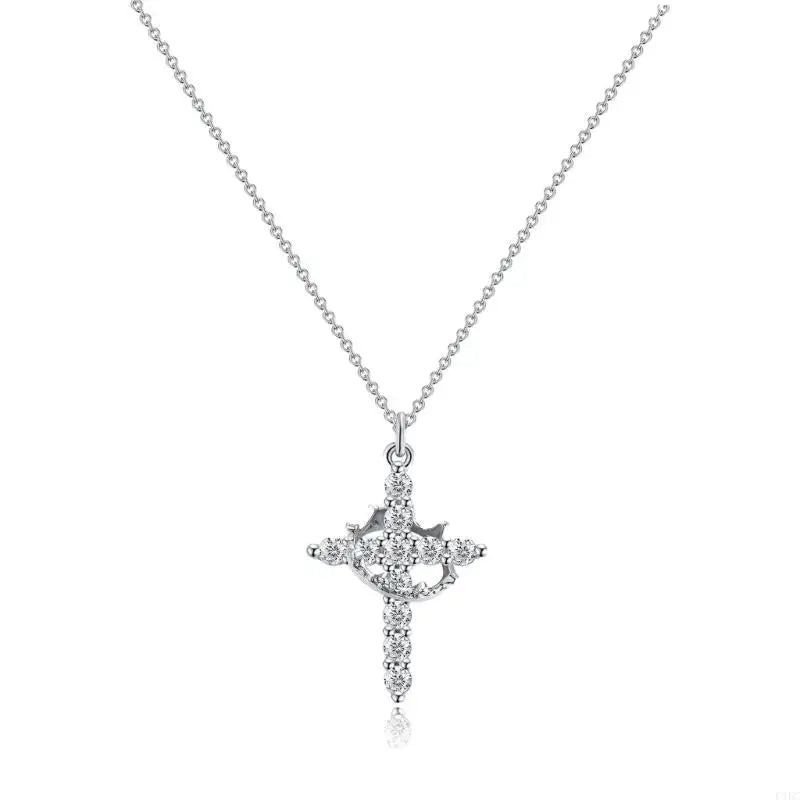 Crowned in Grace – Cross & Crown Pendant Necklace