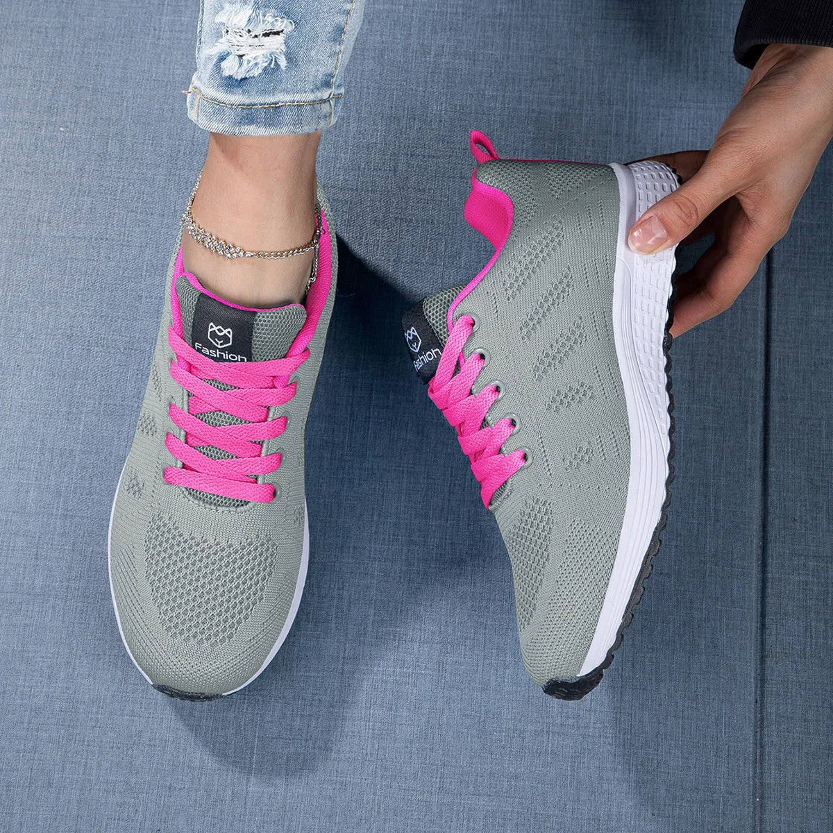 2025 Women’s Casual Flat Sports Sneakers – Breathable Mesh Trainers, Lightweight Platform Lace-Up Shoes for Women, Comfort Walking & Running Footwear