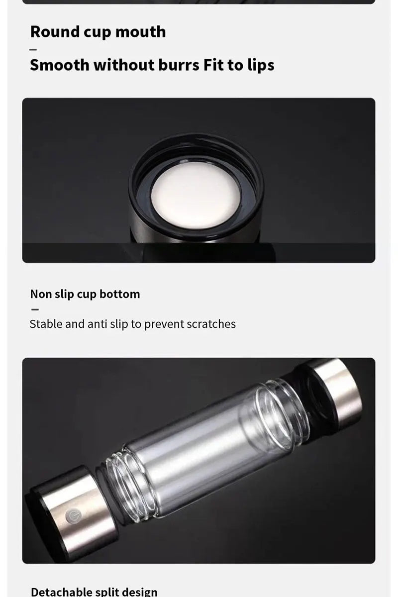 Glow & Go Hydrogen-Rich Water Bottle – USB Rechargeable Wellness Cup with Titanium Filter
