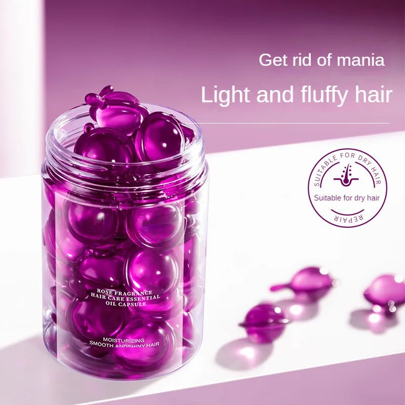 Gracefully Glowing Daily Hair Shine Capsules – Rose & Keratin Repair (30pcs)