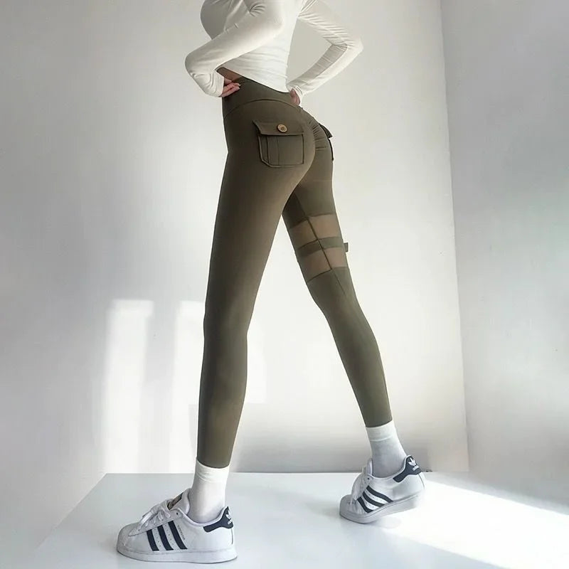 High Waist Mesh Pocket Gym Leggings | Breathable & Stretchy | Different Colors to Choose From