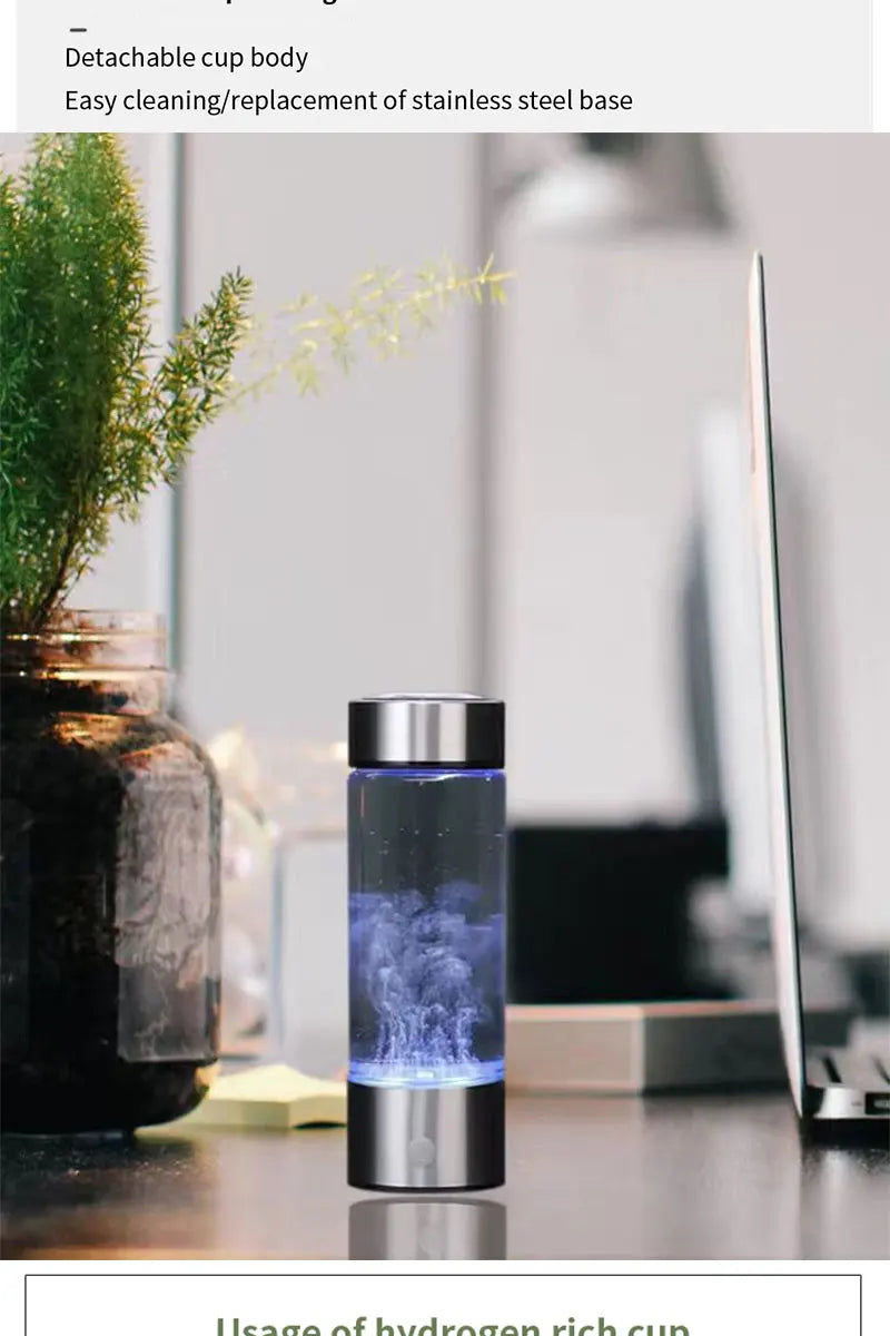 Glow & Go Hydrogen-Rich Water Bottle – USB Rechargeable Wellness Cup with Titanium Filter
