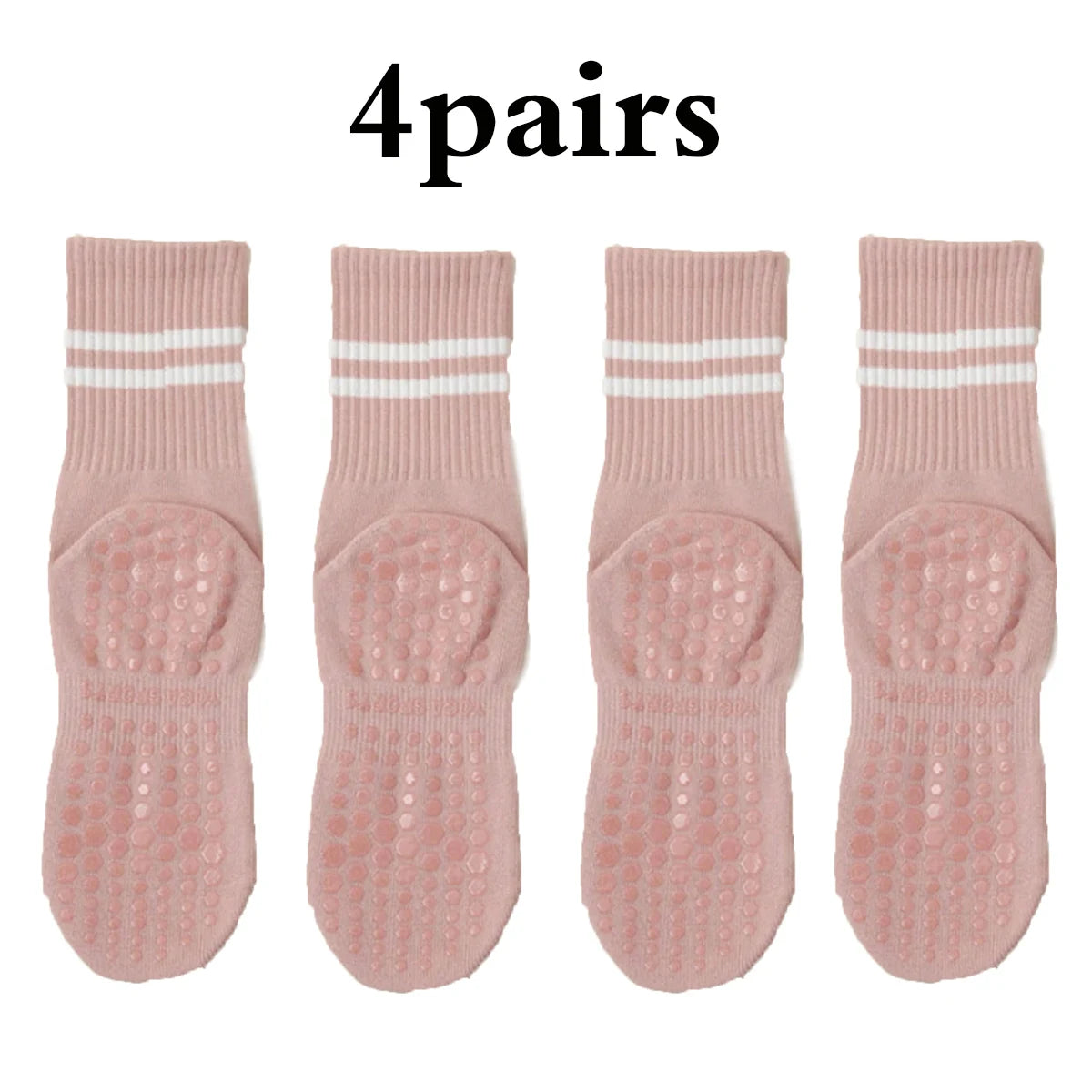 Glow & Go Non-Slip Pilates & Yoga Socks – 4 Pairs with Grips for Stability and Comfort
