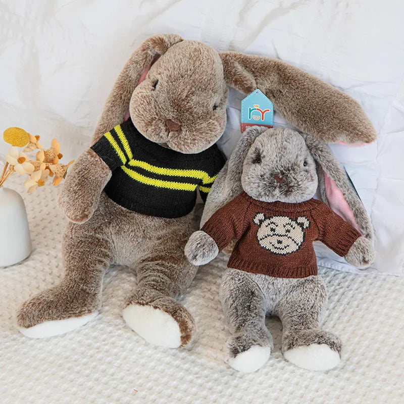 Big Ear Bunny Plush – Soft Stuffed Rabbit in Sweater (35cm / 45cm)