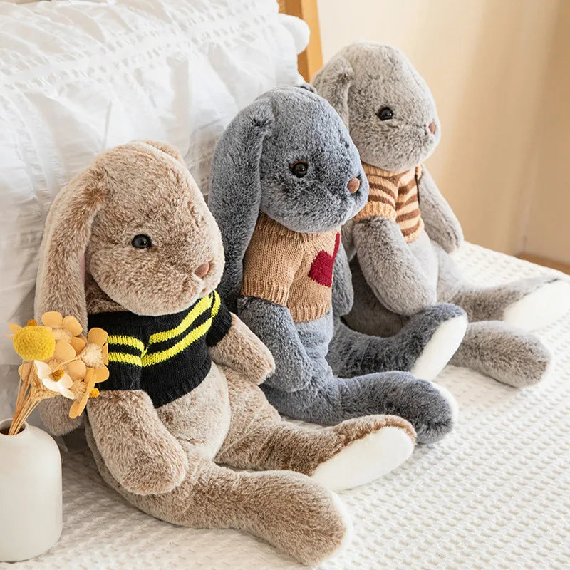 Big Ear Bunny Plush – Soft Stuffed Rabbit in Sweater (35cm / 45cm)