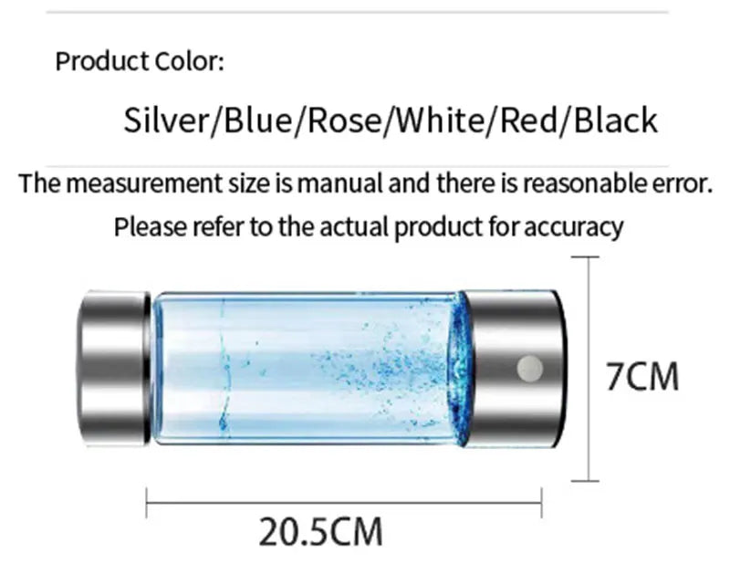 Glow & Go Hydrogen-Rich Water Bottle – USB Rechargeable Wellness Cup with Titanium Filter
