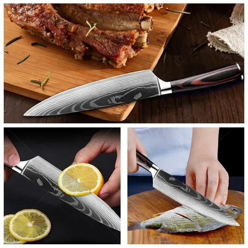 Gracefully Sharp™ Damascus-Style Chef Knife – Roast Ready Edition