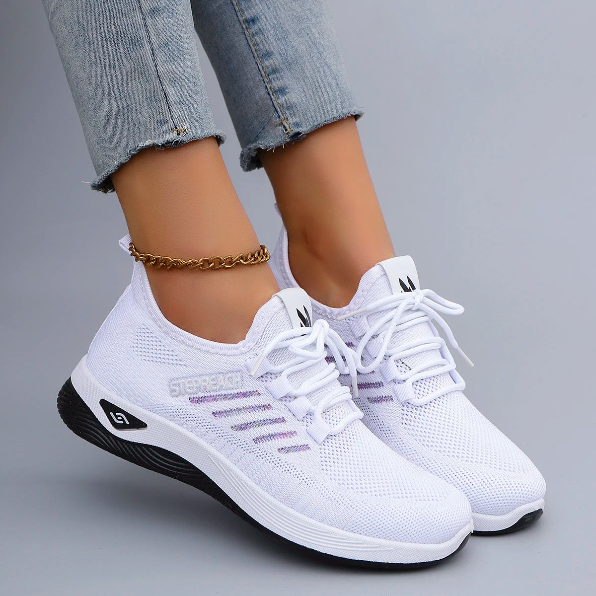 Spring & Autumn Women’s Casual Lace-Up Sneakers – Comfortable, Breathable, Lightweight & Wear-Resistant Sports Shoes