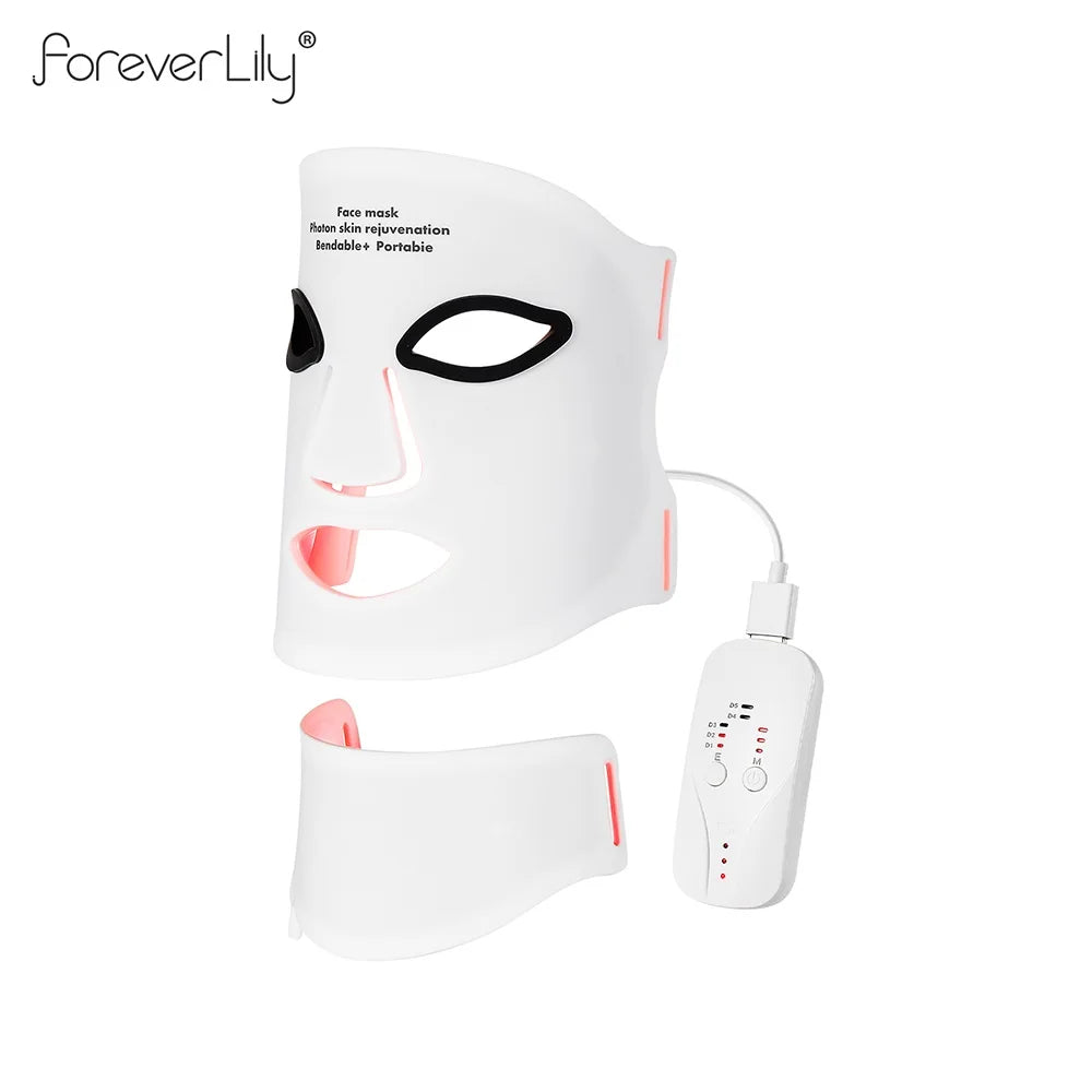 Gracefully Glowing™ 7-Color Silicone LED Therapy Mask – Wireless Red Light Skin Rejuvenation & Repair (Face + Neck)