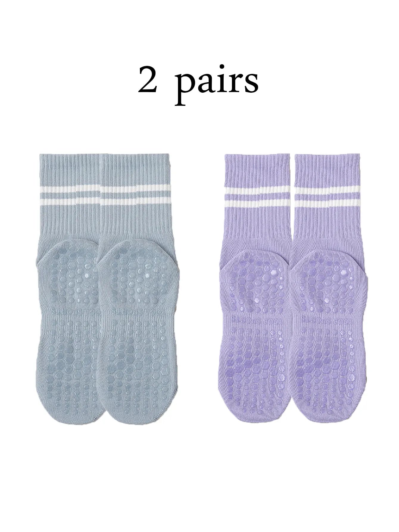 Glow & Go Non-Slip Pilates & Yoga Socks – 4 Pairs with Grips for Stability and Comfort