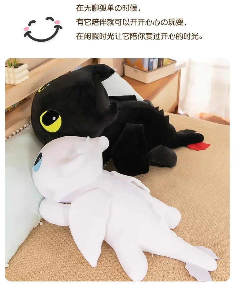 Night & Light Dragon Plush – 40cm Lying Stuffed Toy (Toothless Style)