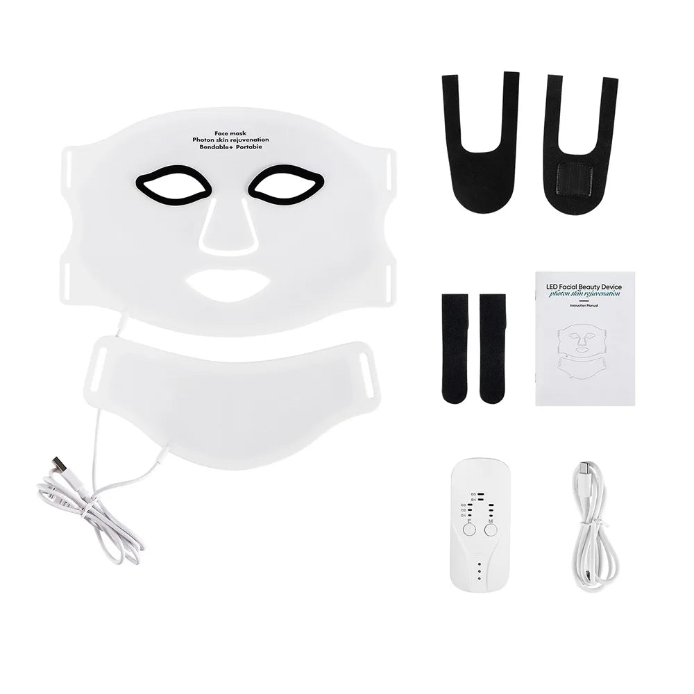 Gracefully Glowing™ 7-Color Silicone LED Therapy Mask – Wireless Red Light Skin Rejuvenation & Repair (Face + Neck)