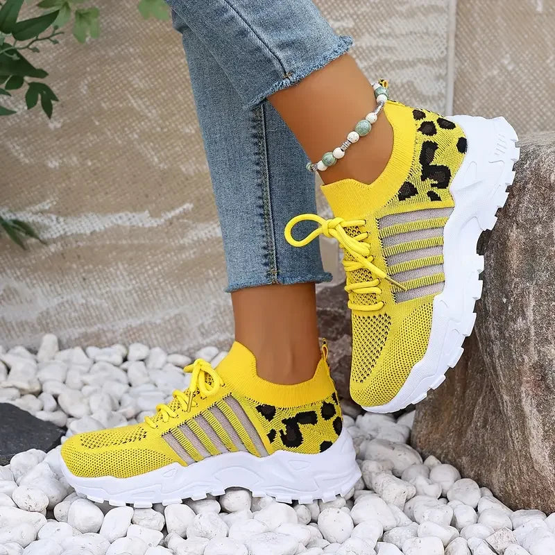 Women's 2025 Leopard Print Mesh Sneakers – Lightweight, Breathable & Stylish Casual Sports Shoes