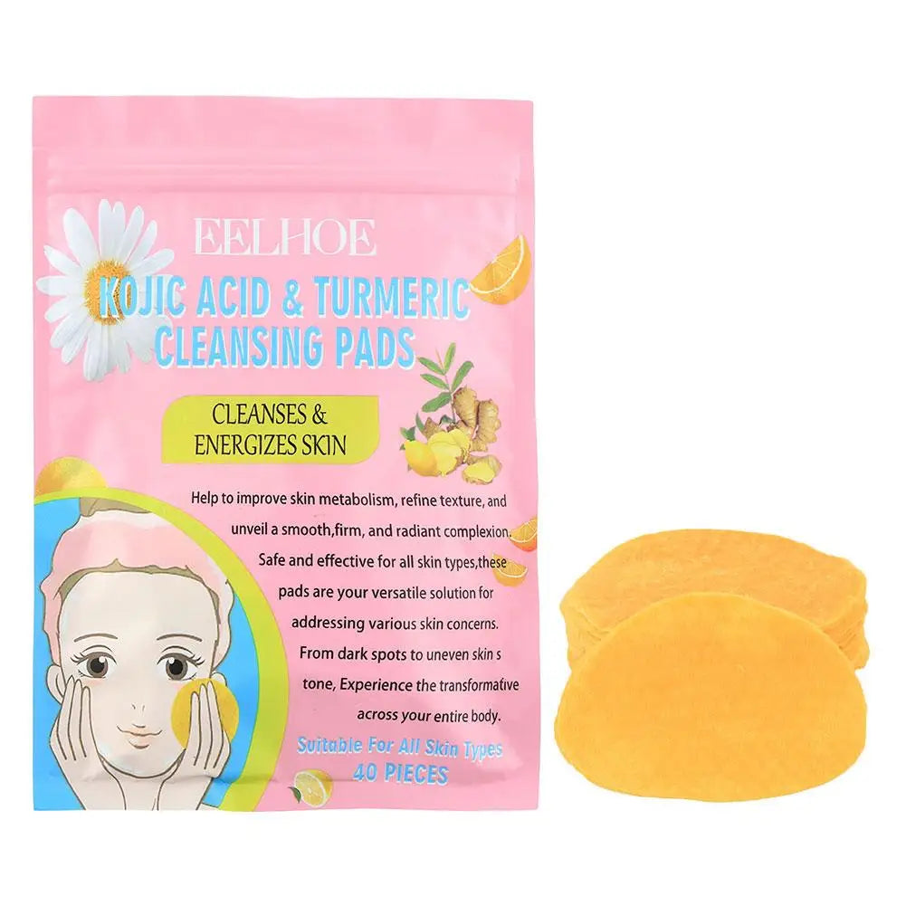 Gracefully Glowing™ Kojic Acid & Turmeric Exfoliating Cleansing Pads – Brighten, Clarify & Smooth (40 Pads)