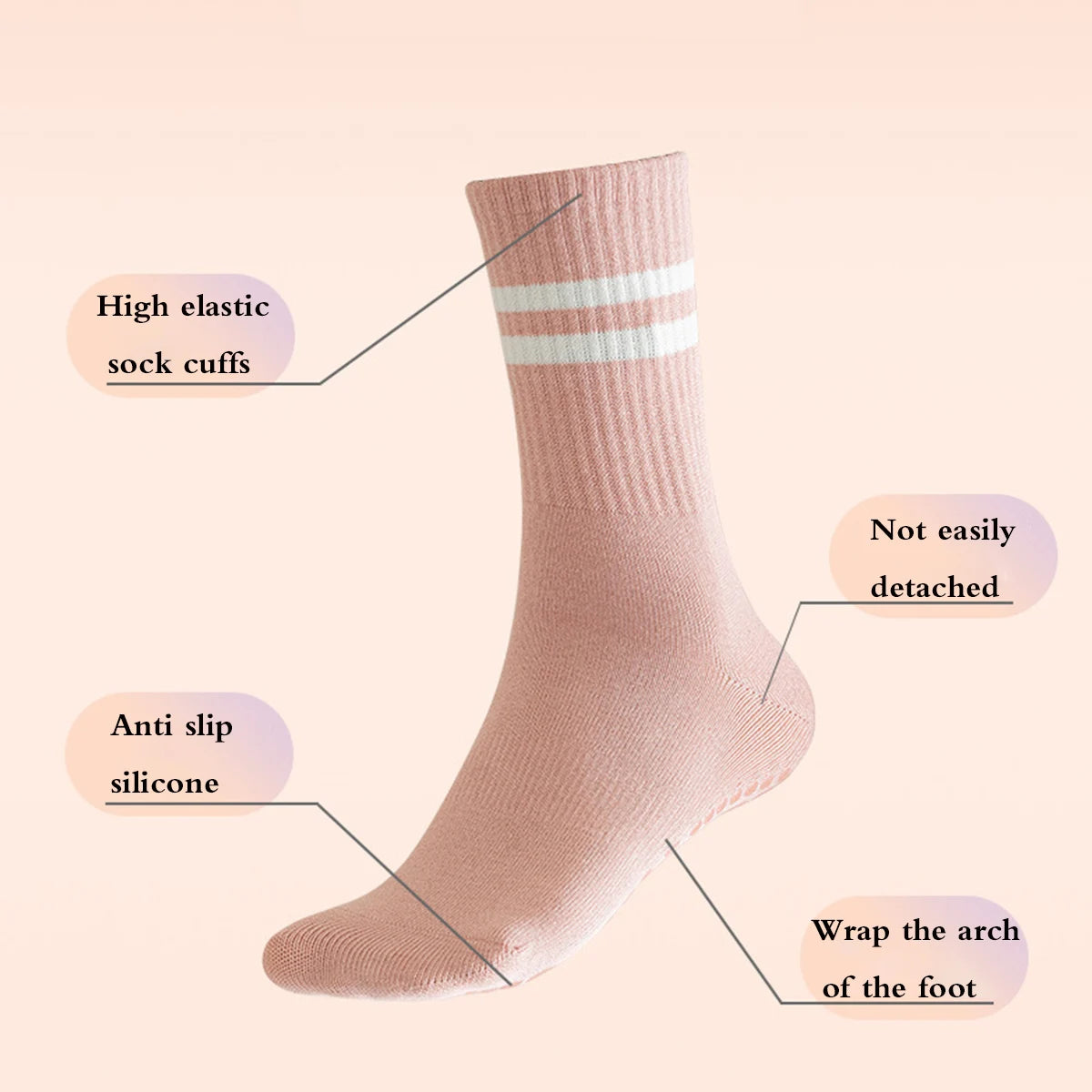 Glow & Go Non-Slip Pilates & Yoga Socks – 4 Pairs with Grips for Stability and Comfort