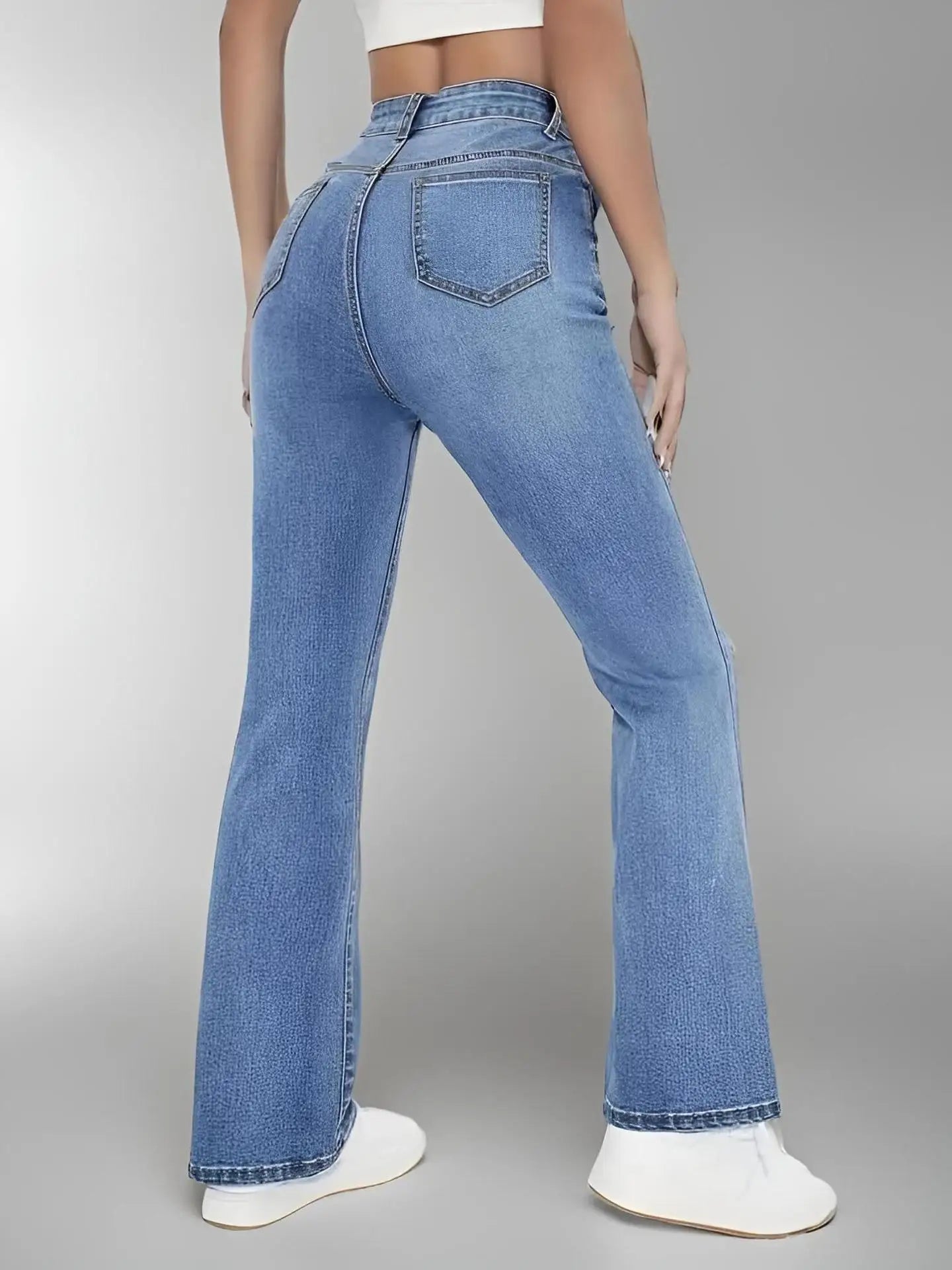 Gracefully Sleek High-Waist Slim Fit Jeans – Light Blue