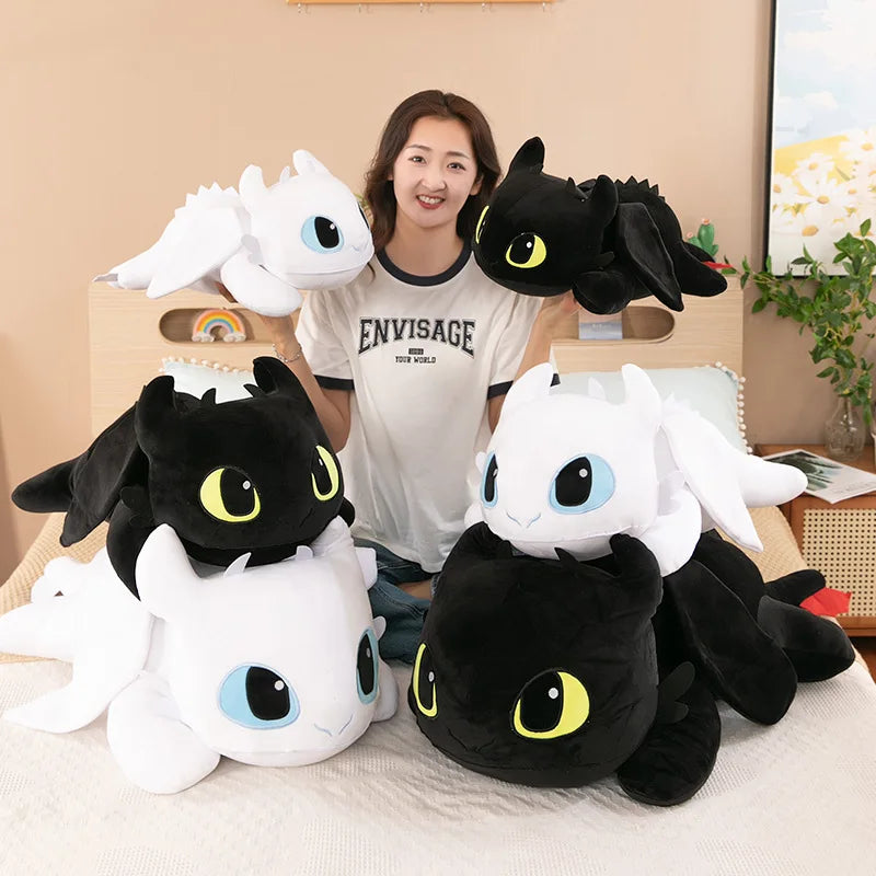 Night & Light Dragon Plush – 40cm Lying Stuffed Toy (Toothless Style)