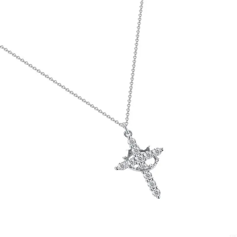 Crowned in Grace – Cross & Crown Pendant Necklace