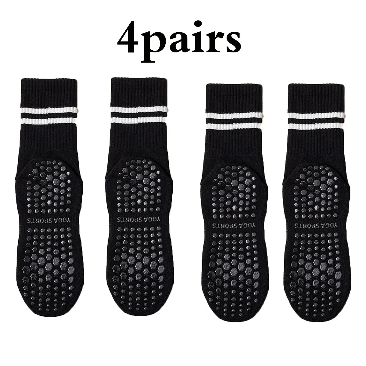 Glow & Go Non-Slip Pilates & Yoga Socks – 4 Pairs with Grips for Stability and Comfort