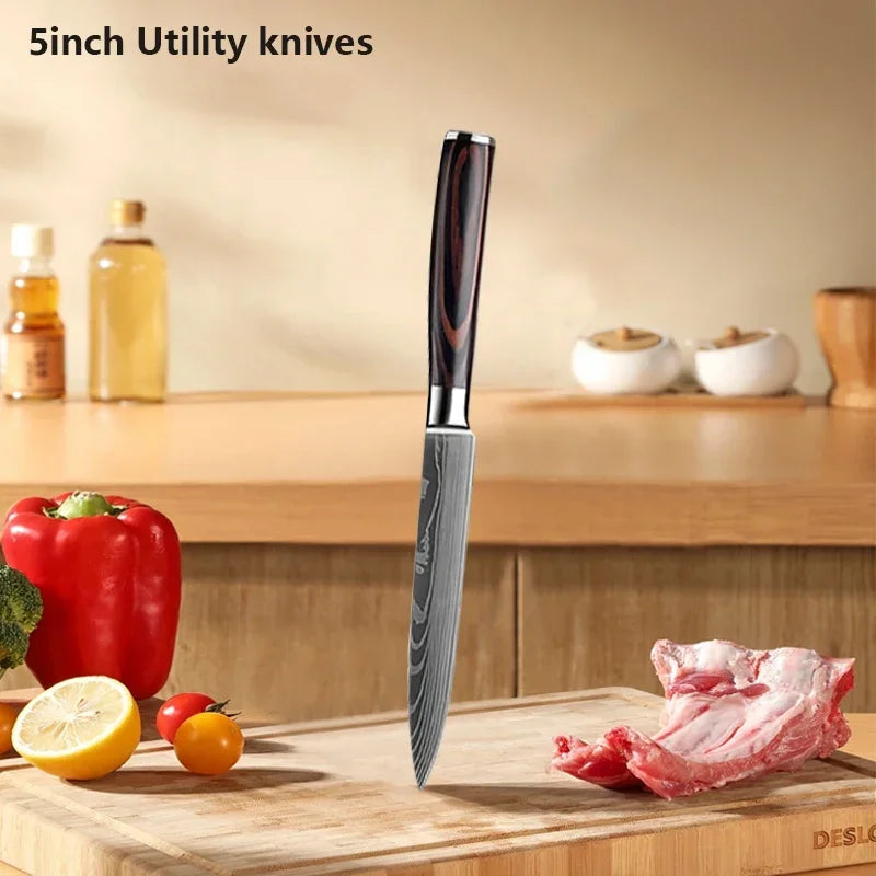 Gracefully Sharp™ Damascus-Style Chef Knife – Roast Ready Edition
