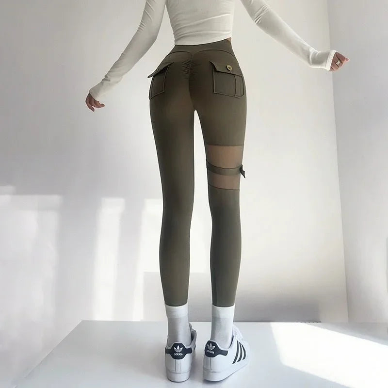 High Waist Mesh Pocket Gym Leggings | Breathable & Stretchy | Different Colors to Choose From