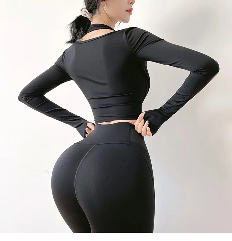 Glow & Go Women’s Long Sleeve Yoga Top with Sports Bra – Stylish, Supportive