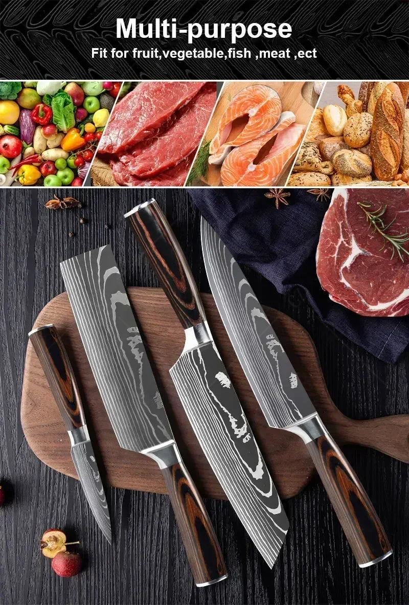 Gracefully Sharp™ Damascus-Style Chef Knife – Roast Ready Edition