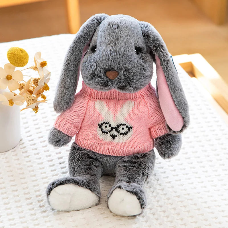 Big Ear Bunny Plush – Soft Stuffed Rabbit in Sweater (35cm / 45cm)