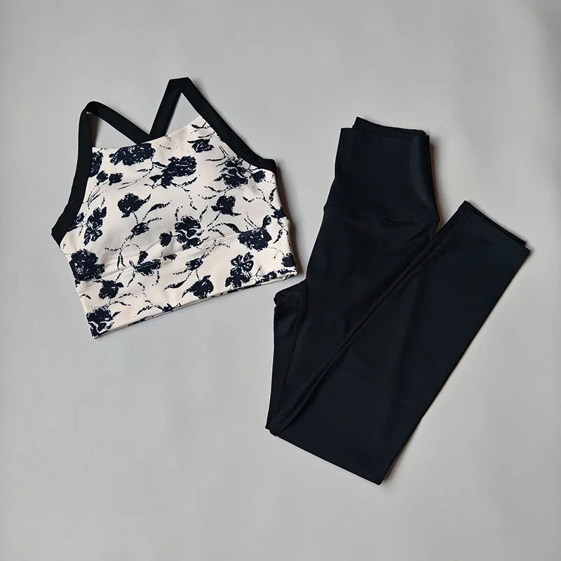 2-Piece Women’s Yoga & Gym Set – Sports Bra + High-Waist Leggings