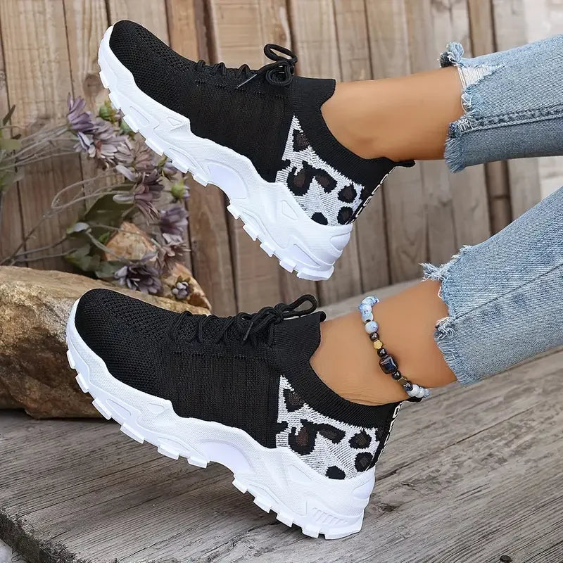 Women's 2025 Leopard Print Mesh Sneakers – Lightweight, Breathable & Stylish Casual Sports Shoes