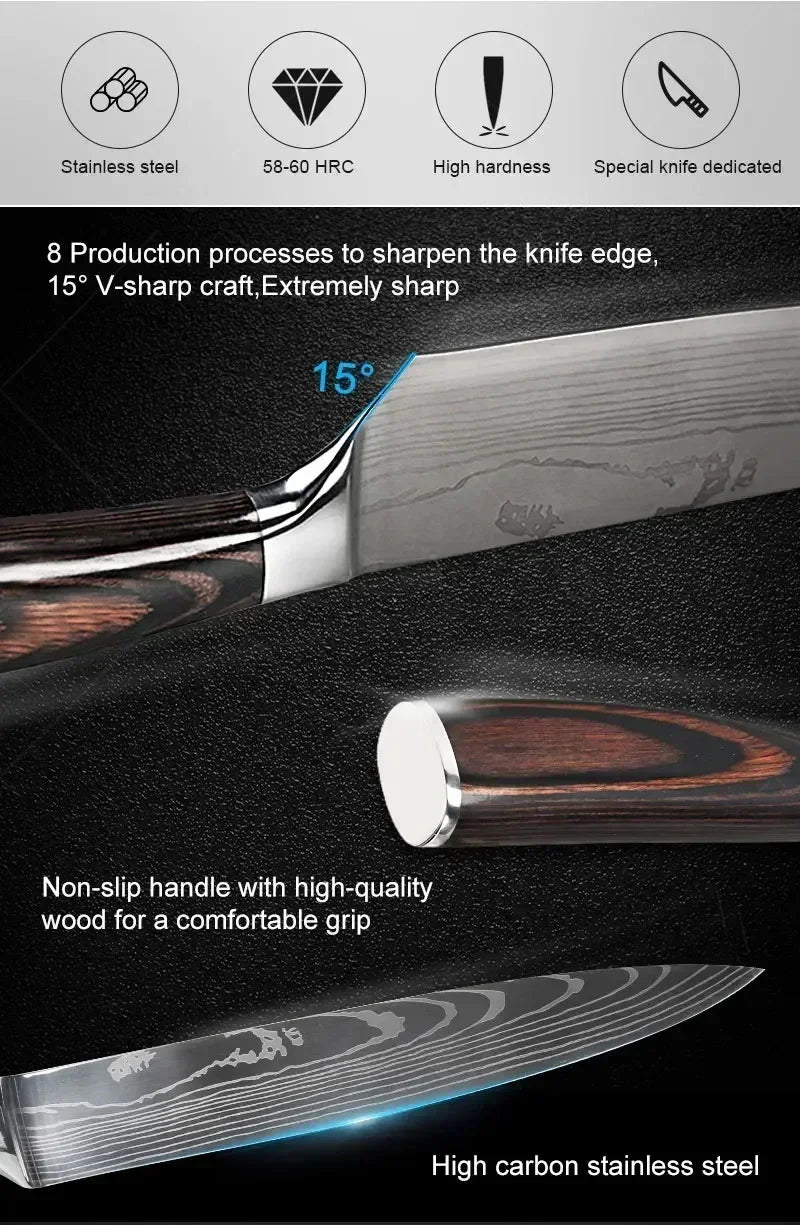 Gracefully Sharp™ Damascus-Style Chef Knife – Roast Ready Edition