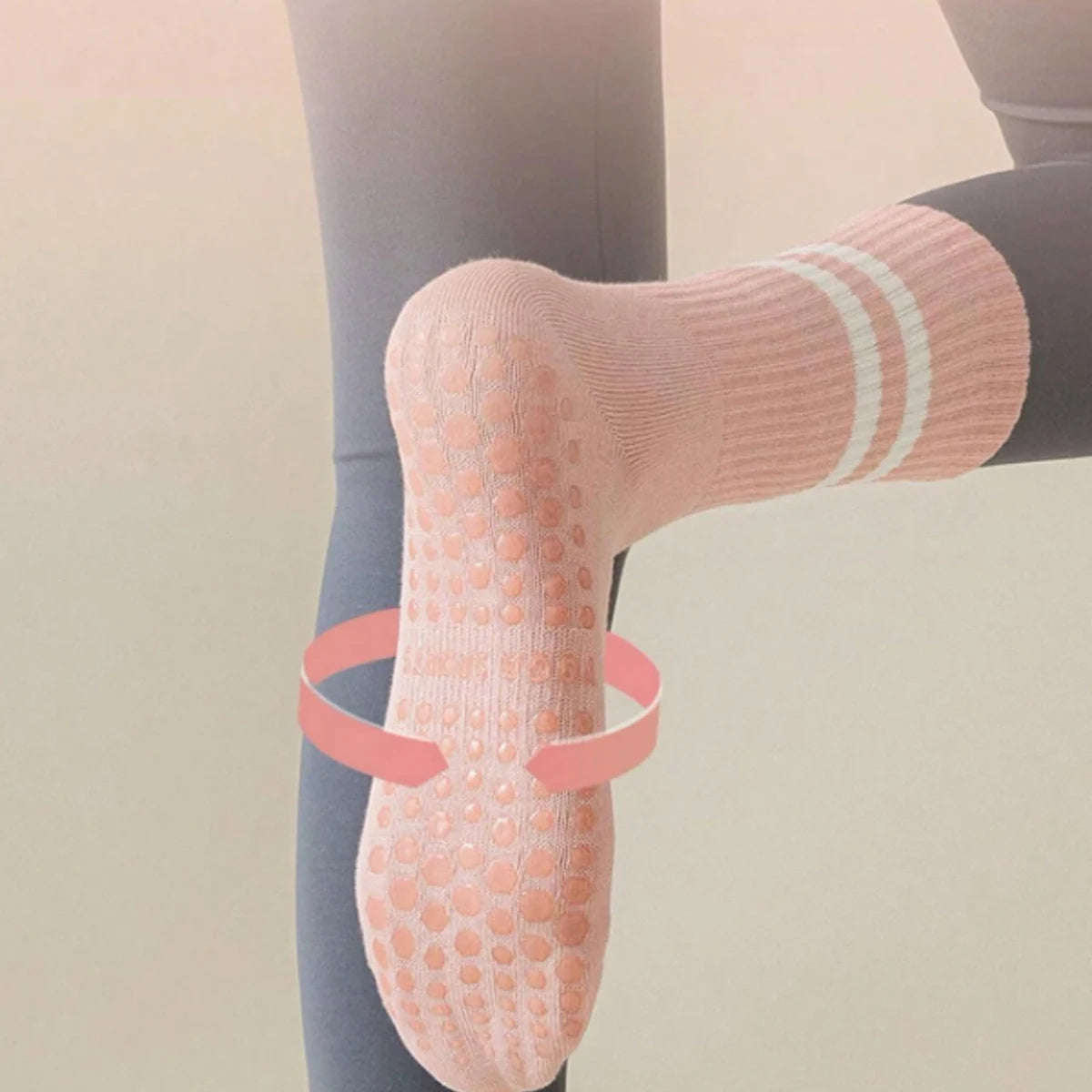 Glow & Go Non-Slip Pilates & Yoga Socks – 4 Pairs with Grips for Stability and Comfort