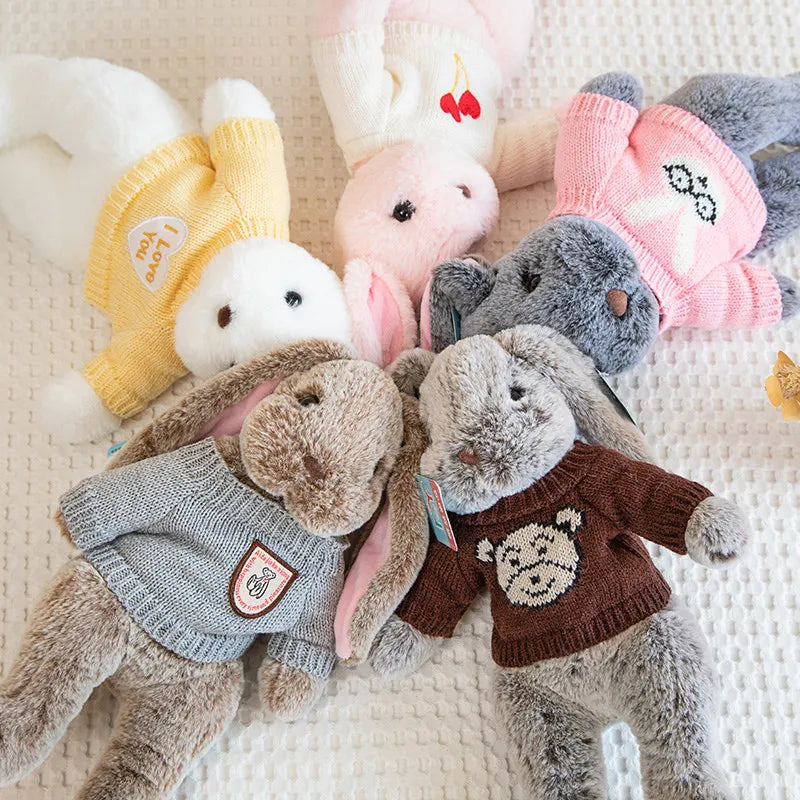 Big Ear Bunny Plush – Soft Stuffed Rabbit in Sweater (35cm / 45cm)