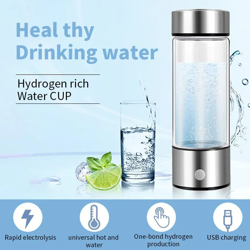 Glow & Go Hydrogen-Rich Water Bottle – USB Rechargeable Wellness Cup with Titanium Filter