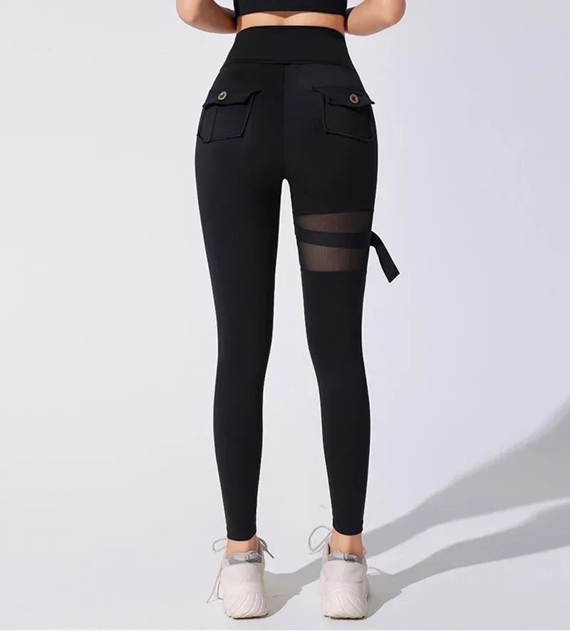 High Waist Mesh Pocket Gym Leggings | Breathable & Stretchy | Different Colors to Choose From