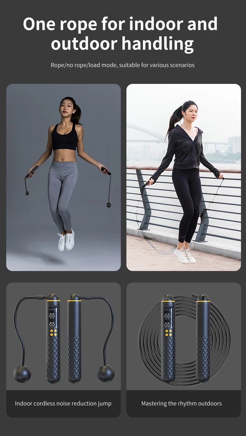 Glow & Go Digital Smart Jump Rope – USB Rechargeable with Calorie Counter