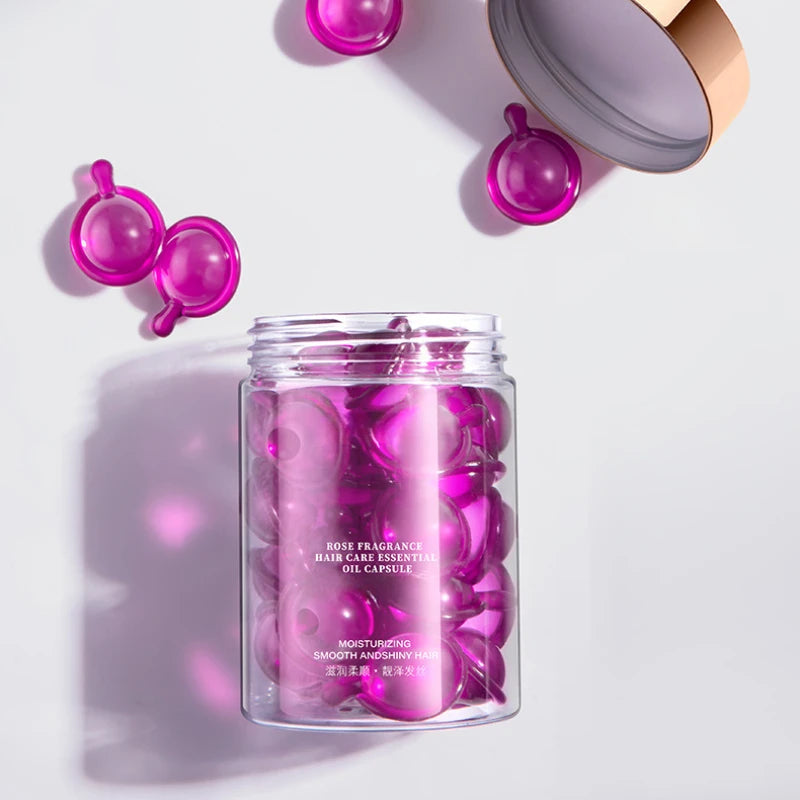 Gracefully Glowing Daily Hair Shine Capsules – Rose & Keratin Repair (30pcs)