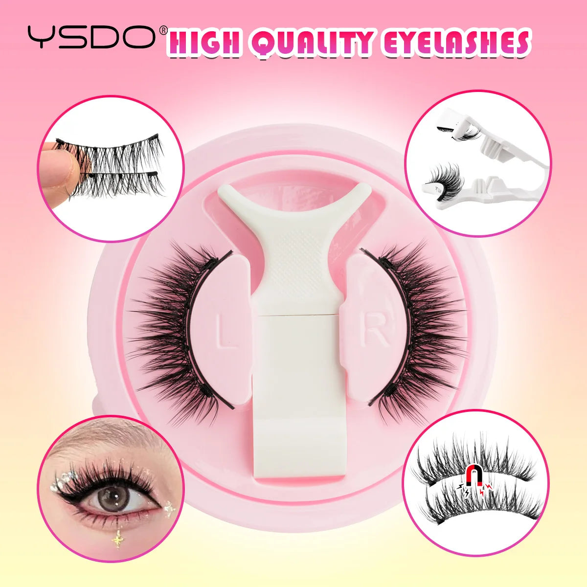 Gracefully Glowing™ Magnetic 3D Mink Lashes – Reusable, No-Glue Winged Lashes with Applicator