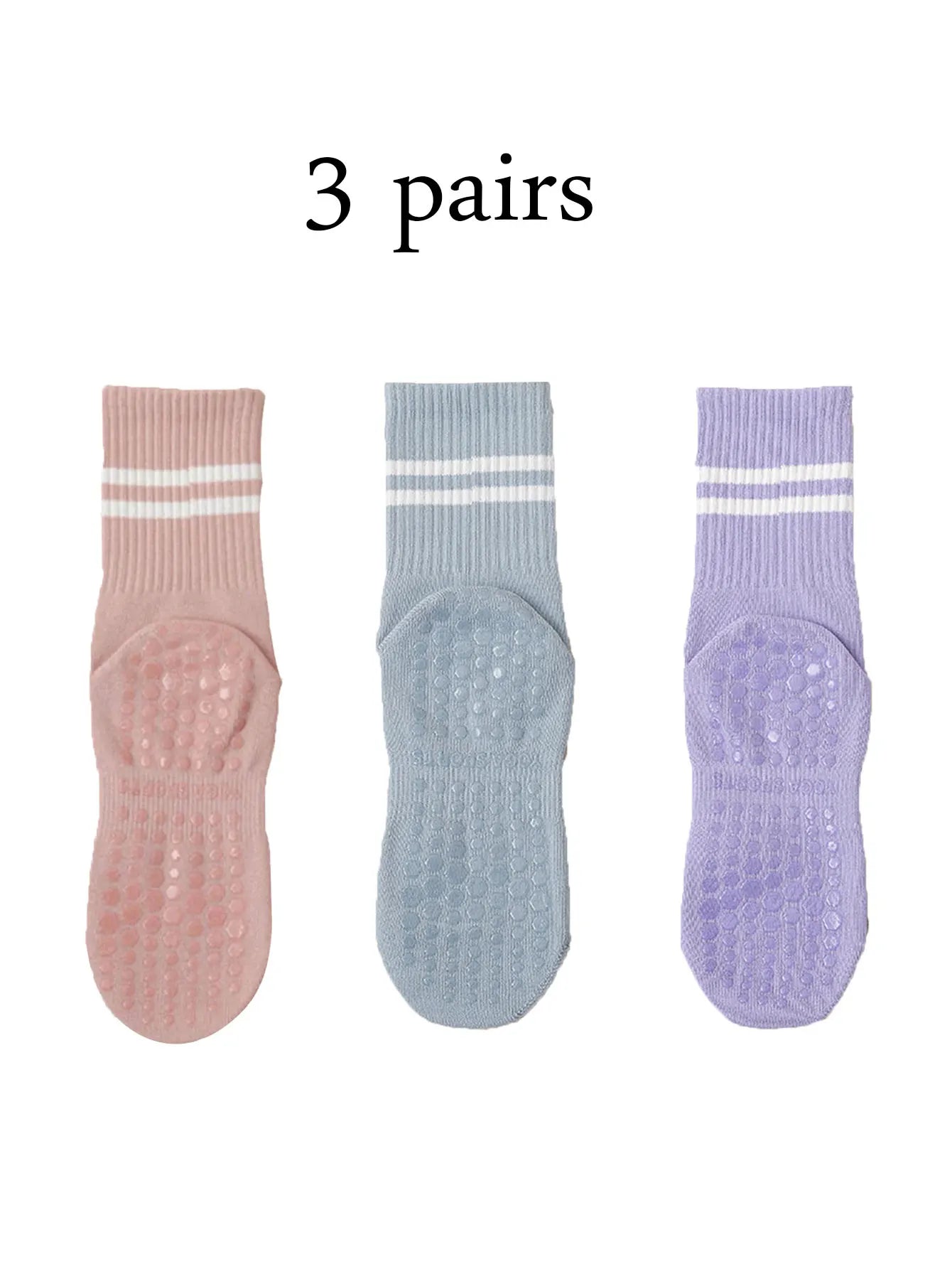 Glow & Go Non-Slip Pilates & Yoga Socks – 4 Pairs with Grips for Stability and Comfort