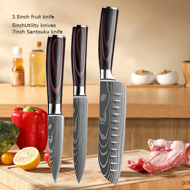 Gracefully Sharp™ Damascus-Style Chef Knife – Roast Ready Edition