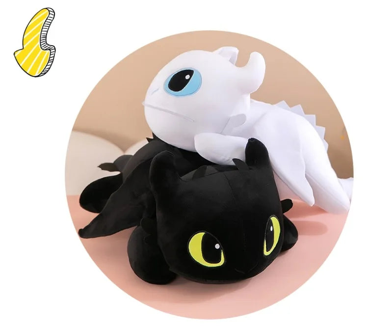 Night & Light Dragon Plush – 40cm Lying Stuffed Toy (Toothless Style)