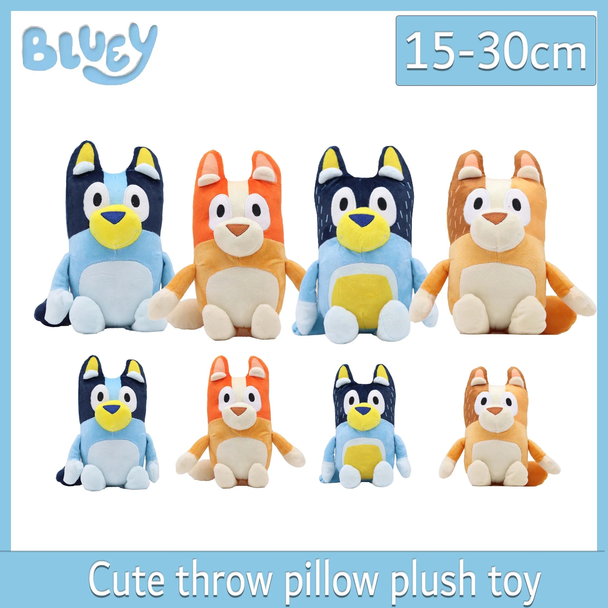 Bluey & Friends Plush Collection – Soft Cartoon Dog Toys (15cm / 30cm)