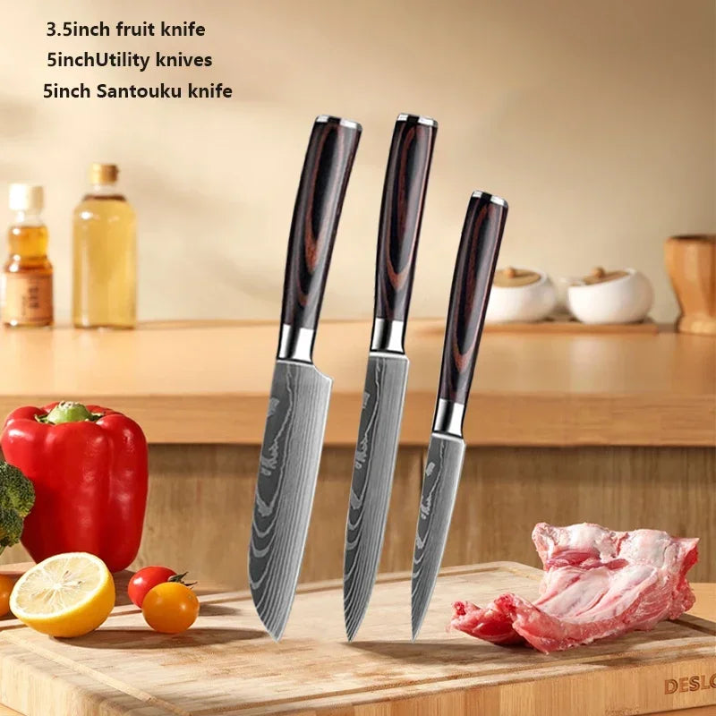 Gracefully Sharp™ Damascus-Style Chef Knife – Roast Ready Edition
