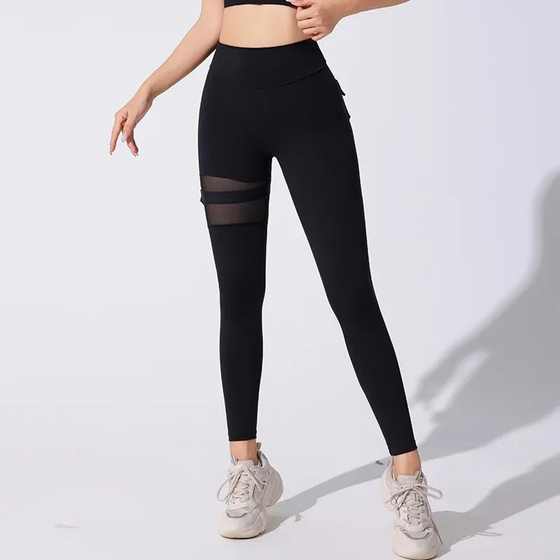 High Waist Mesh Pocket Gym Leggings | Breathable & Stretchy | Different Colors to Choose From