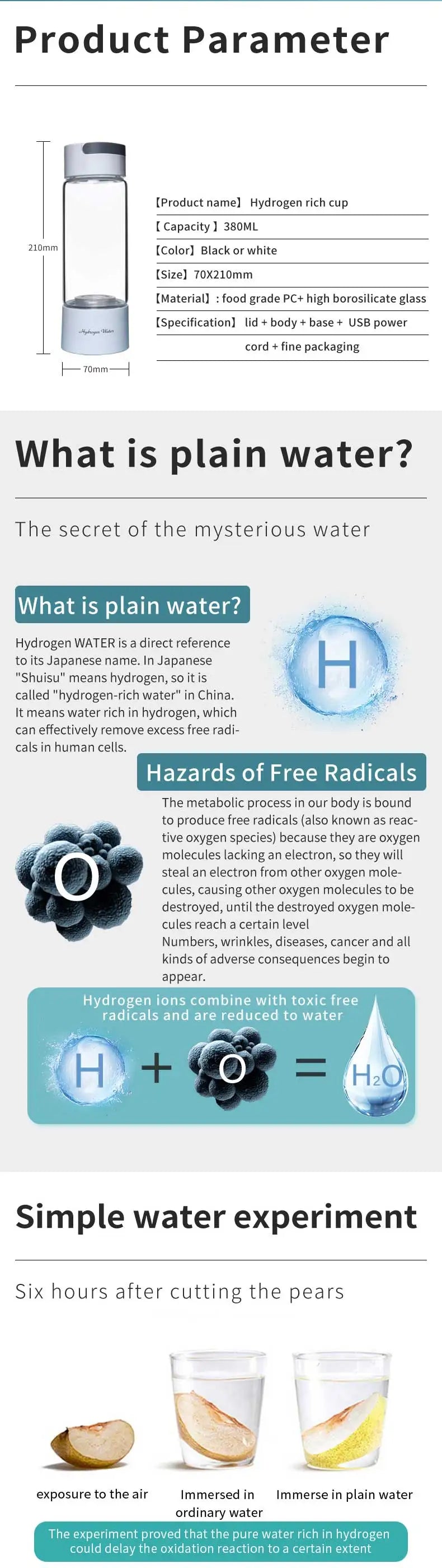 Glow & Go Hydrogen-Rich Water Bottle – USB Rechargeable Wellness Cup with Titanium Filter