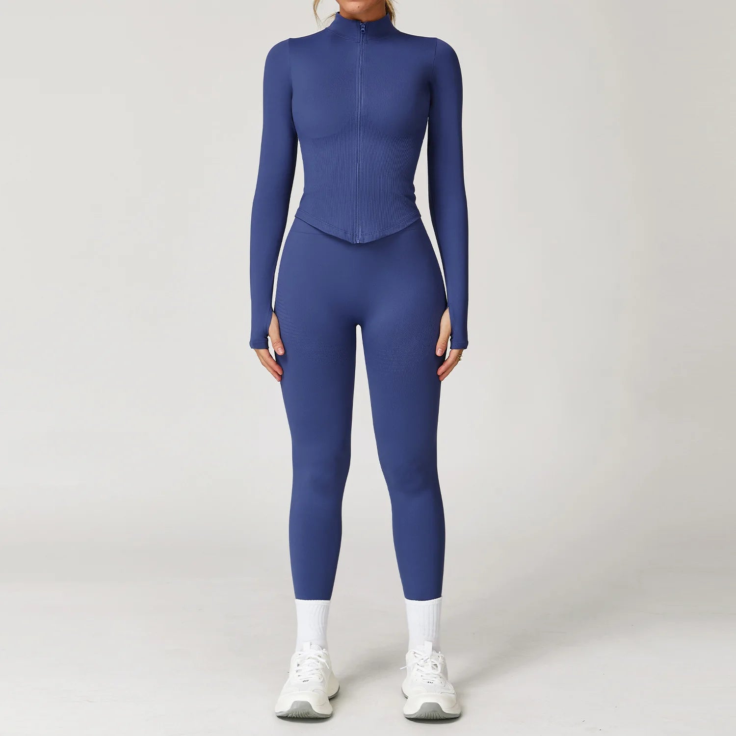 Glow & Go Seamless Women’s 2/3-Piece Gym Set – Long Sleeve Top, Sports Bra & High-Waist Leggings – Different Colors