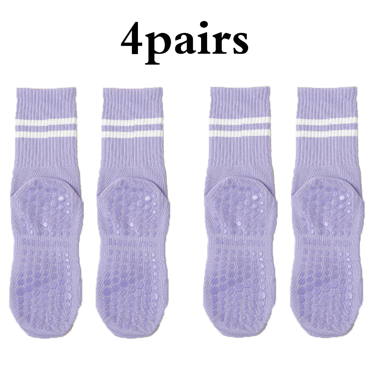 Glow & Go Non-Slip Pilates & Yoga Socks – 4 Pairs with Grips for Stability and Comfort