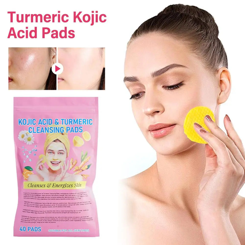 Gracefully Glowing™ Kojic Acid & Turmeric Exfoliating Cleansing Pads – Brighten, Clarify & Smooth (40 Pads)