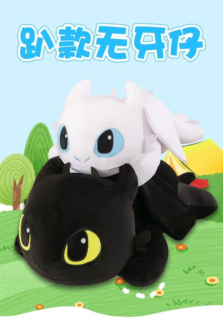 Night & Light Dragon Plush – 40cm Lying Stuffed Toy (Toothless Style)
