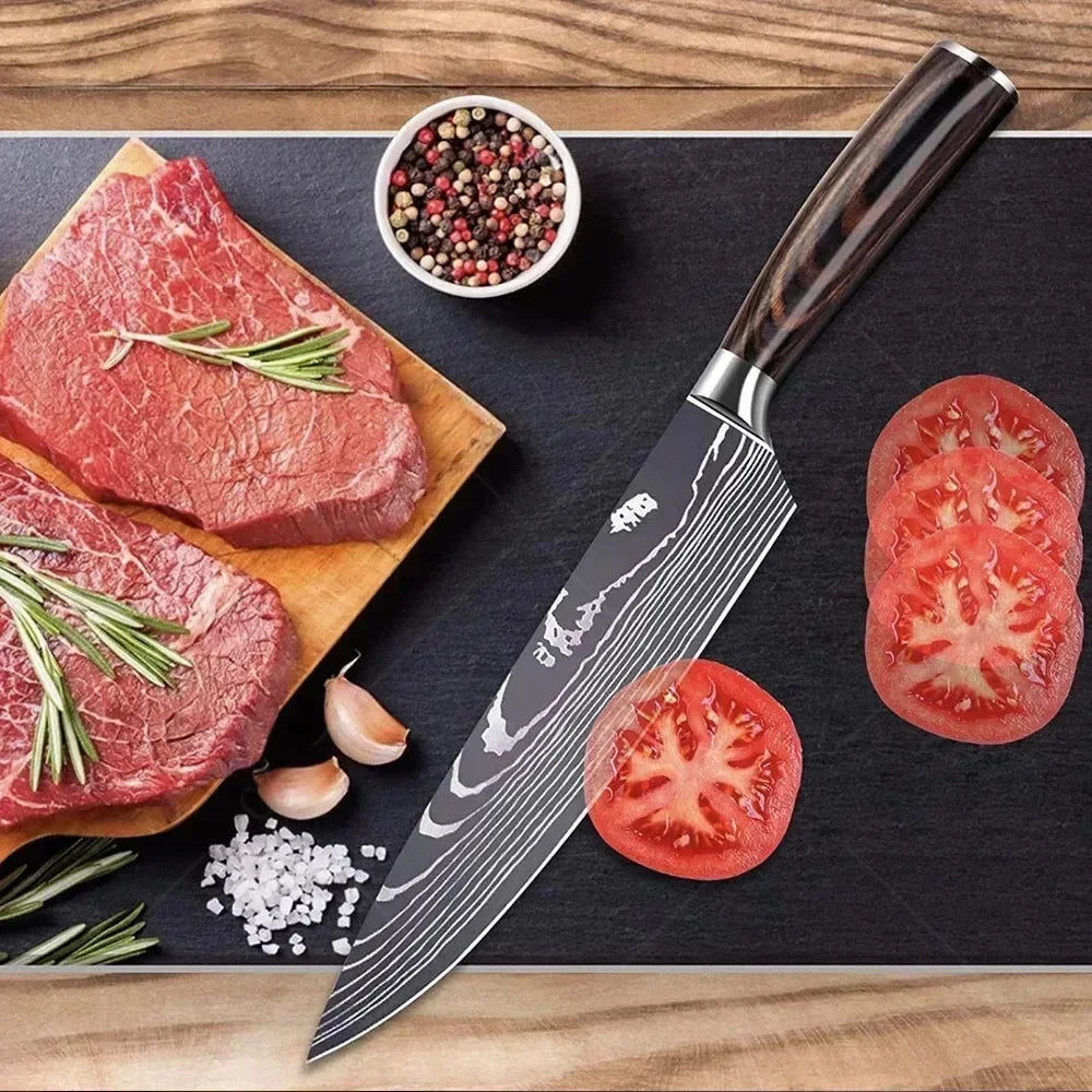 Gracefully Sharp™ Damascus-Style Chef Knife – Roast Ready Edition